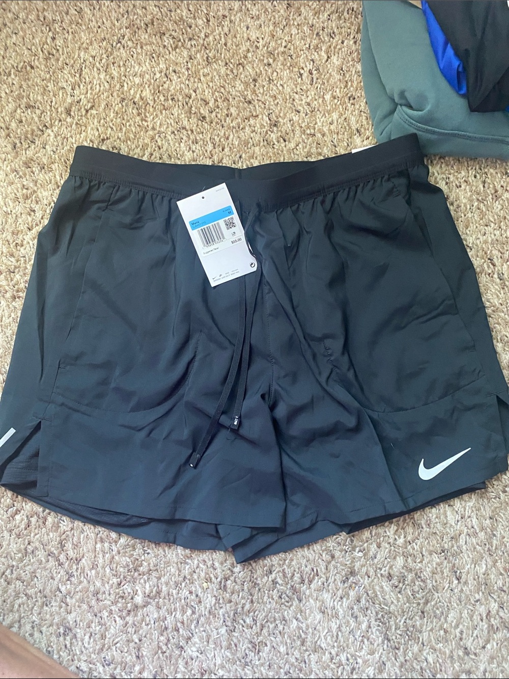Nike Men’s Black Athletic Shorts with White Swoosh